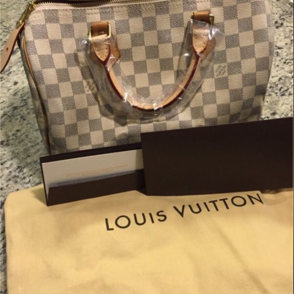 Louis Vuitton Damier Azur Canvas Speedy 30 Satchel